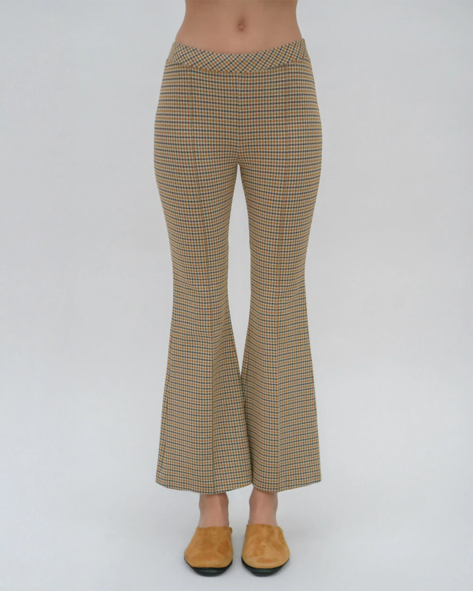 PULL ON CROPPED FLARE - HOUNDSTOOTH PLAID