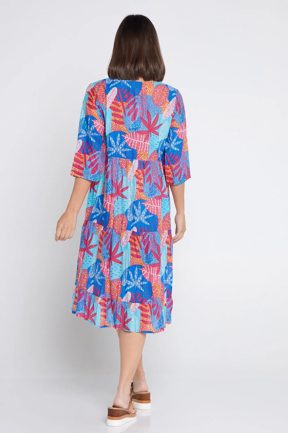 Rebecca Tie Neck Dress - Verdura Print