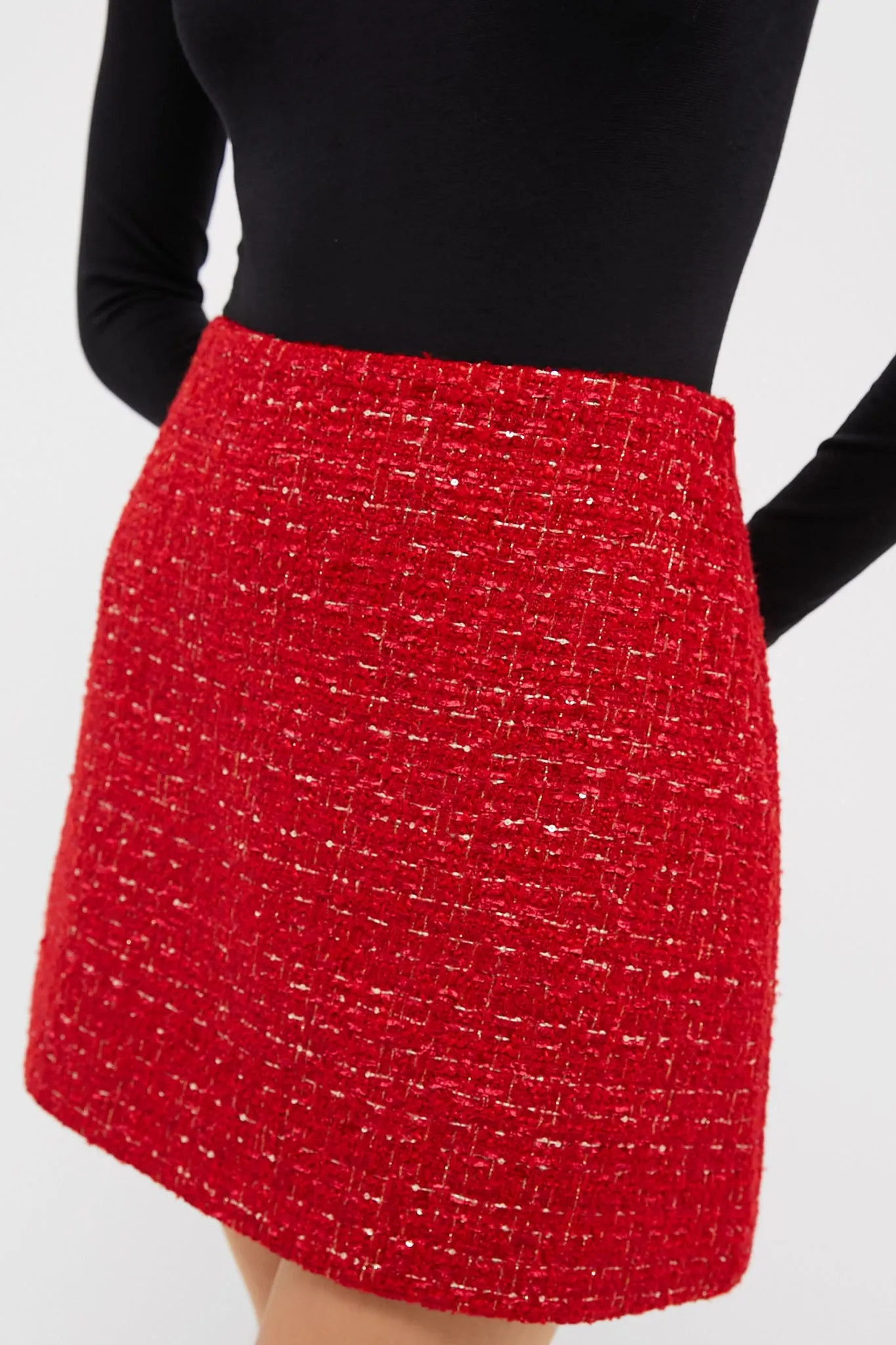 Red & Gold Tweed Tate Mini Skirt