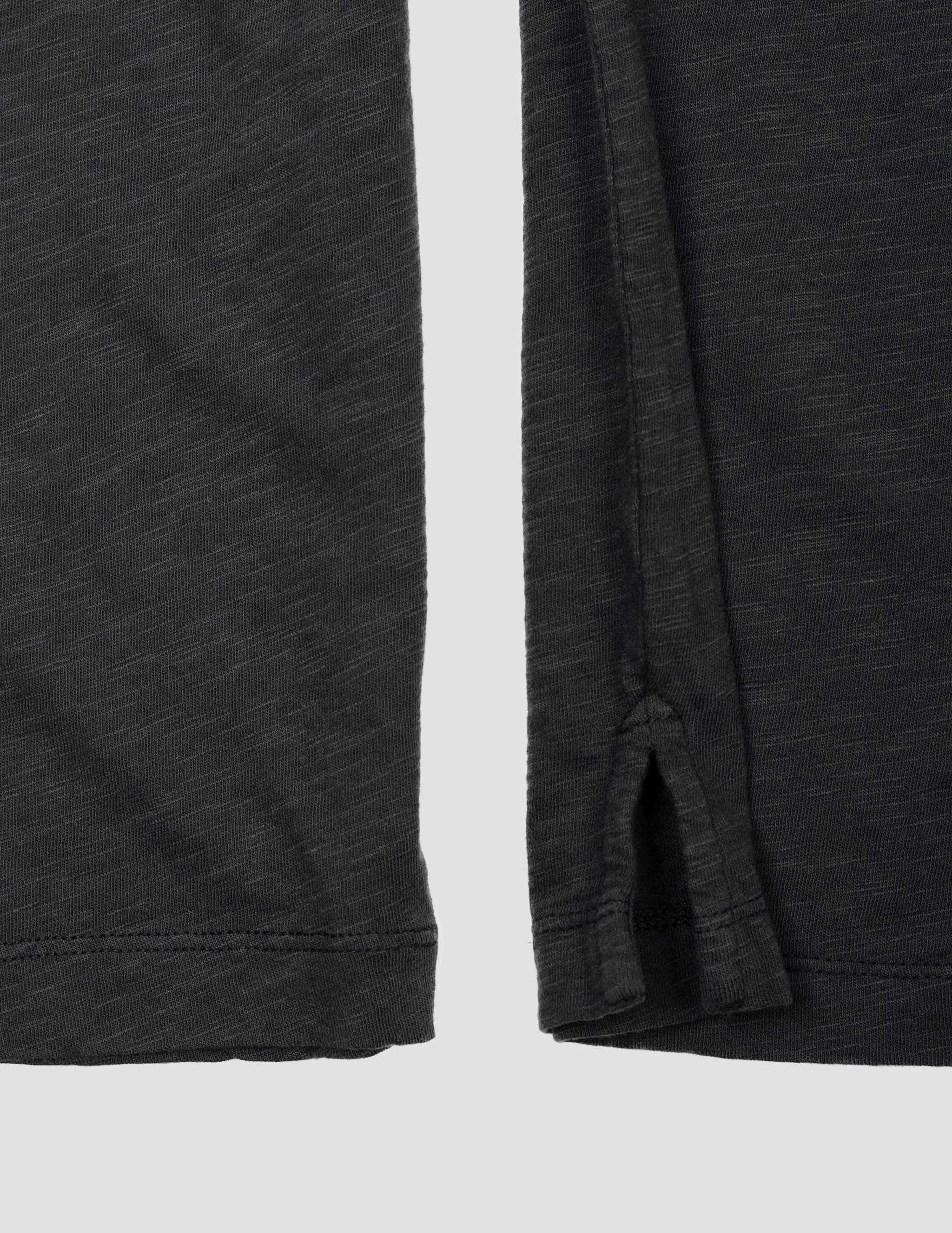 Slub Cotton Henley in Faded Black