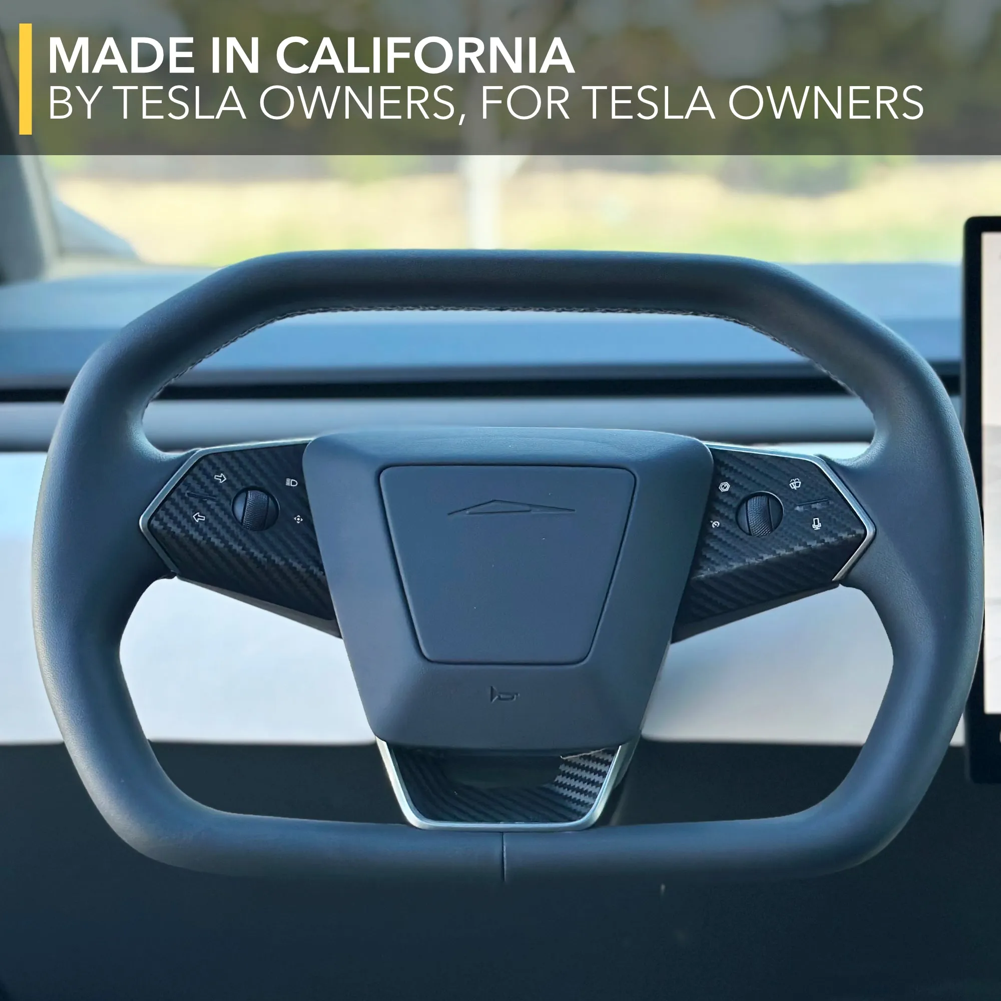 Steering Wheel Vinyl Wrap for Tesla Cybertruck - Carbon Fiber