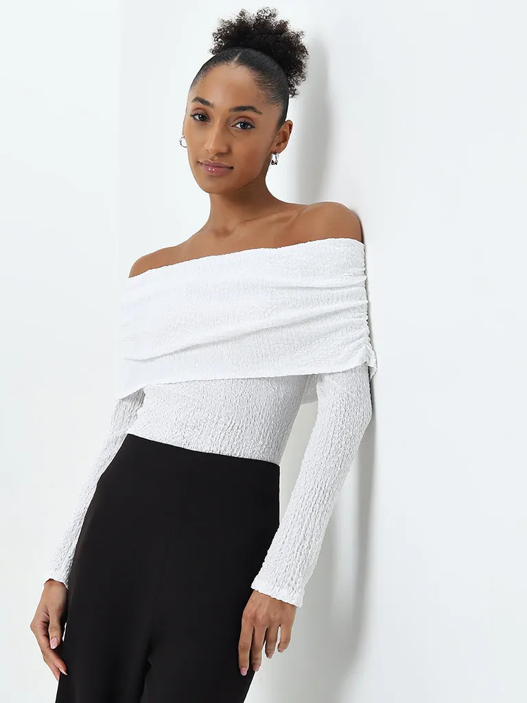 Wardrobe White Crinkle-Textured Top