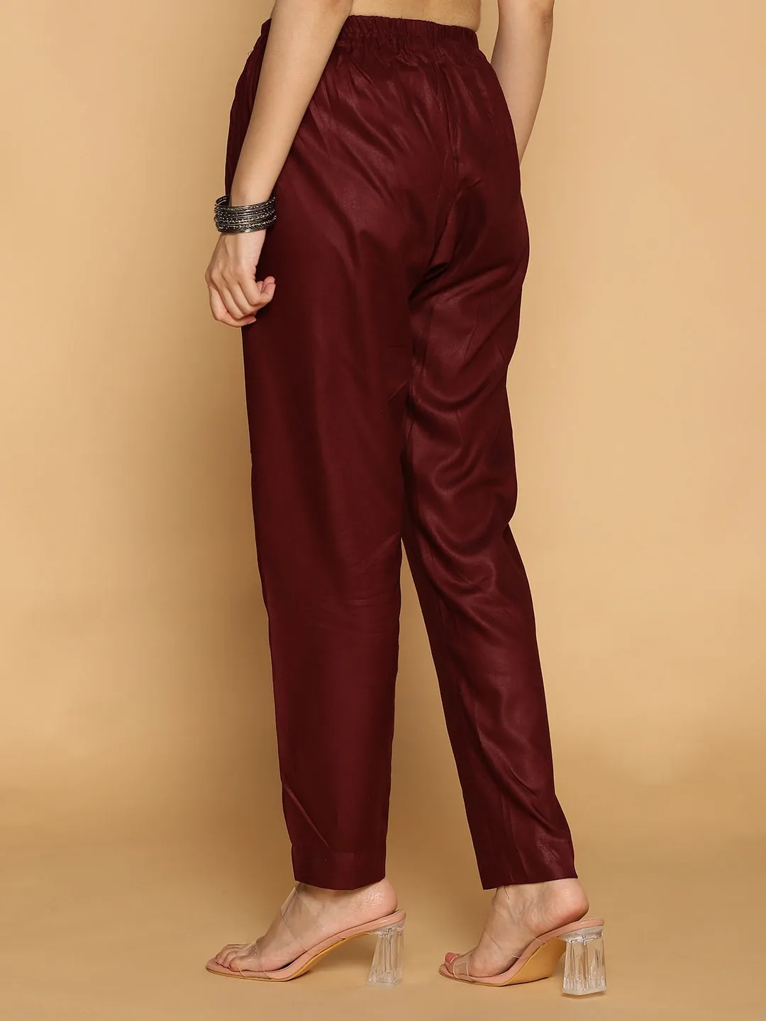 Wine Rayon Pants