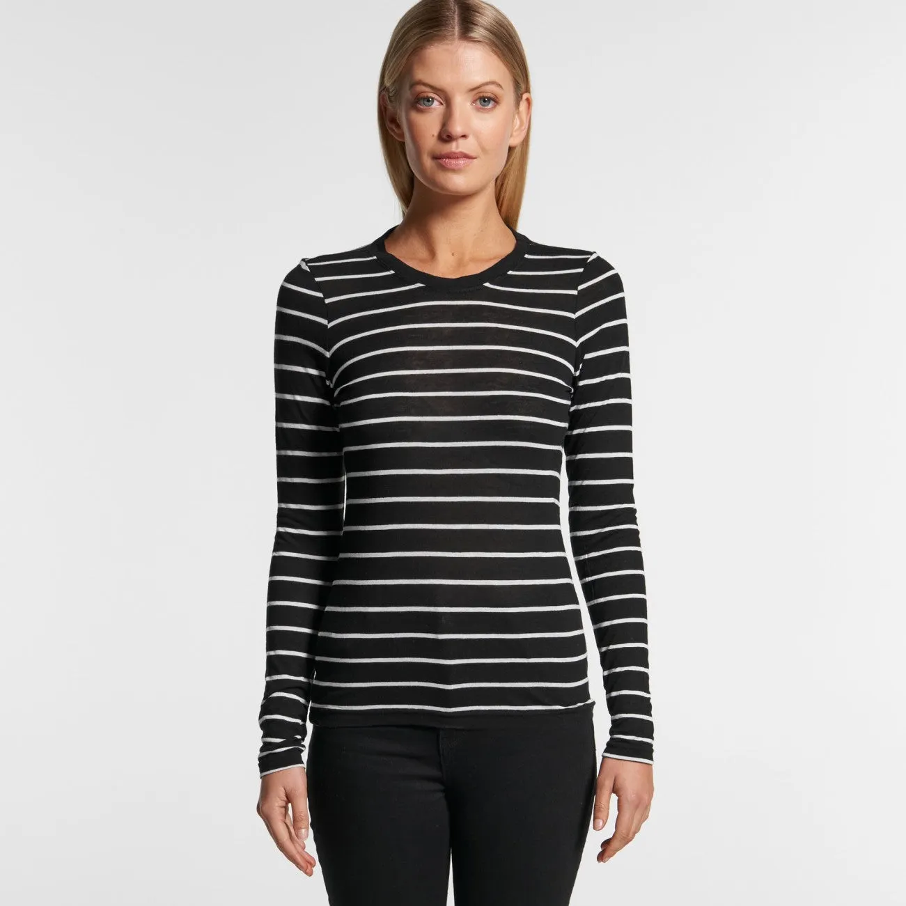 Womens Fine Strip L/S Tee