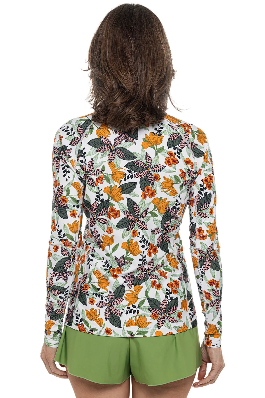 Women's Hightide Long Sleeve Swim Shirt  |  Apricot Crush Floral Paradise