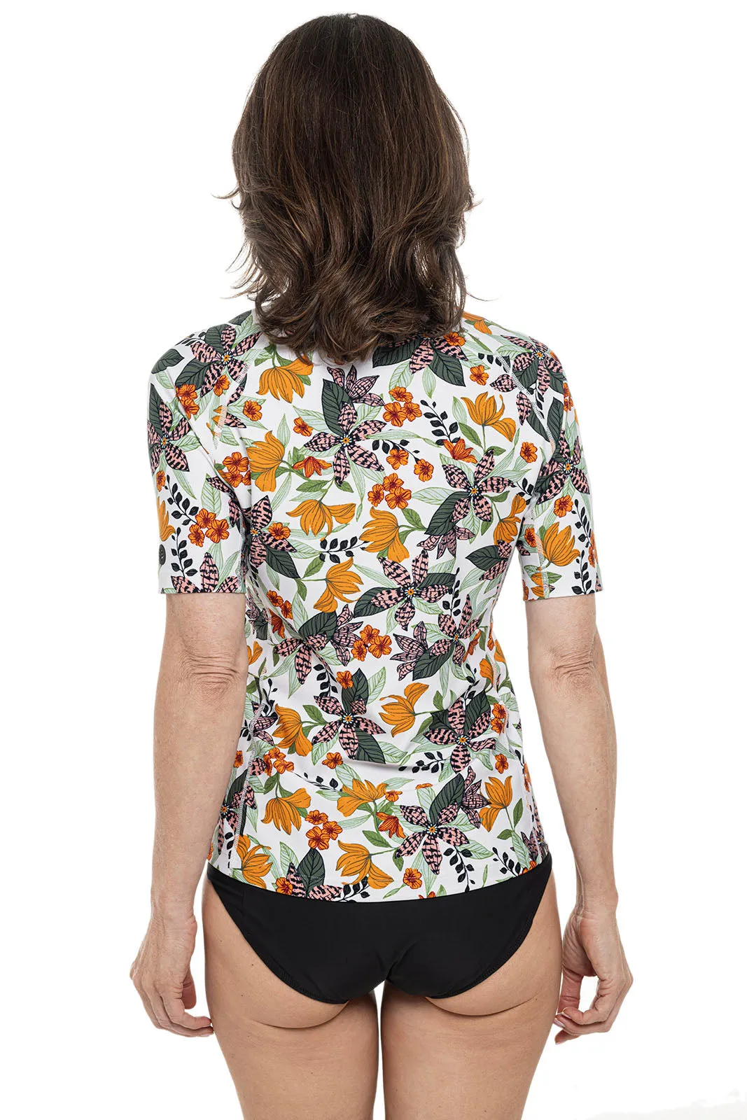 Women's Hightide Short Sleeve Swim Shirt  |  Apricot Crush Floral Paradise