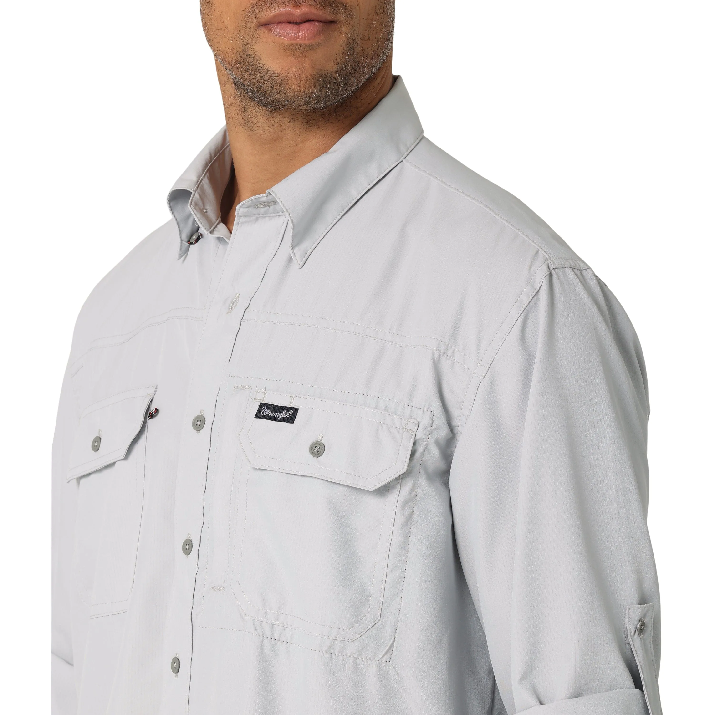 Wrangler Men's Performance High Rise Solid Long Sleeve Button Down Western Shirt 112323770